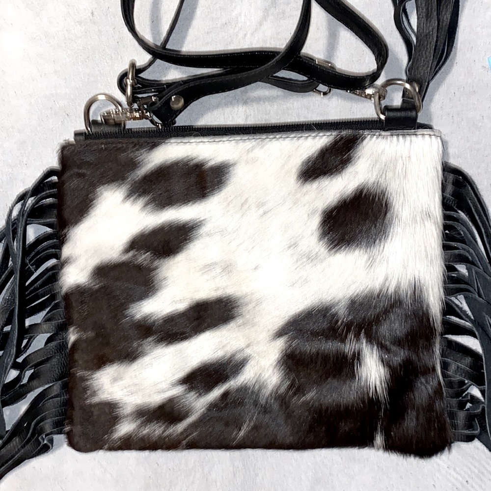 New Handmade 100% Real Cowhide Leather Crossbody Purse Handbag Hair On